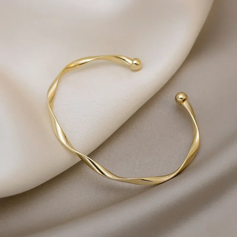 New Fashion Trend Unique Design Elegant Exquisite Twist Simple Bracelet Women Jewelry Wedding Party Premium Gift Wholesale