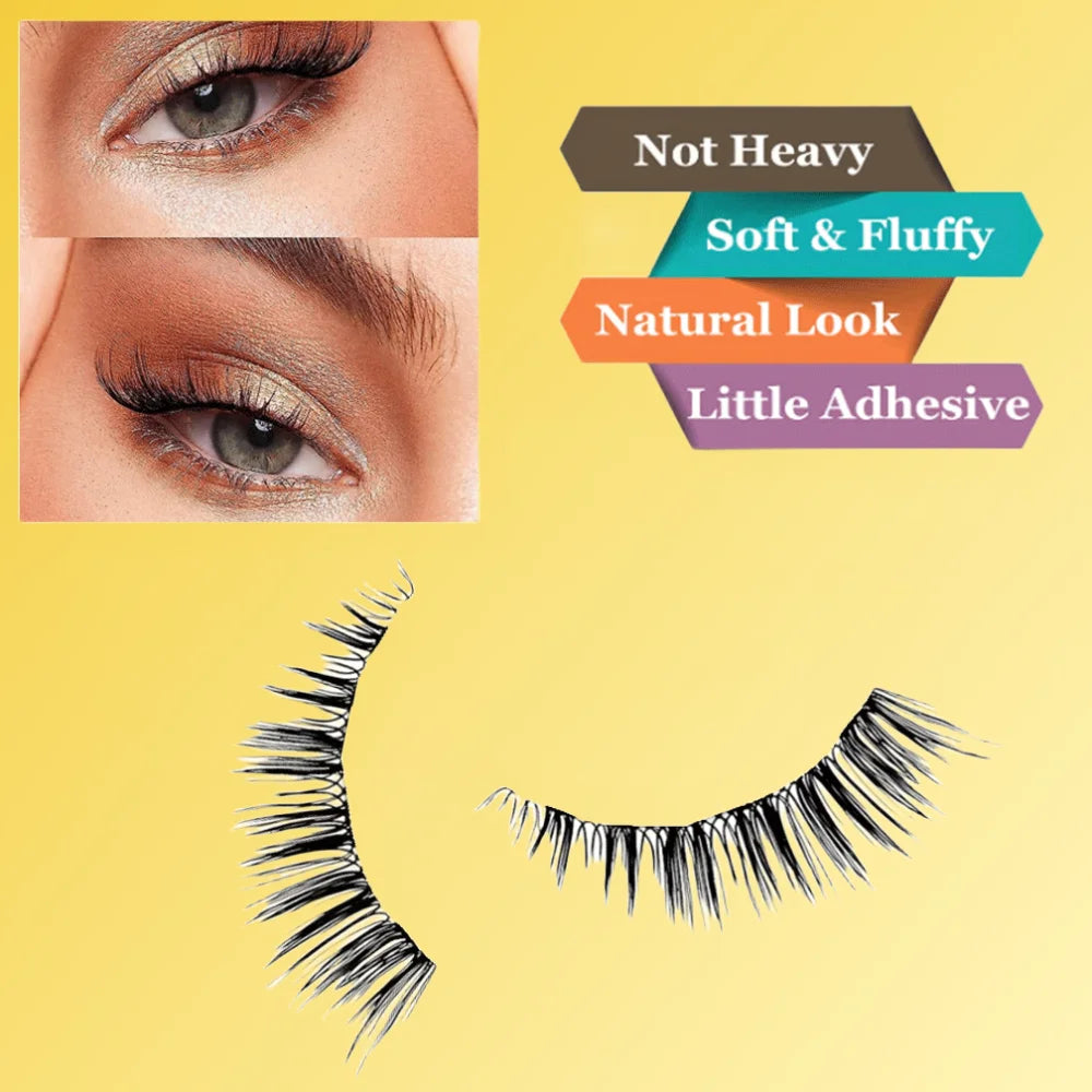 5 Pairs Short Natural Coner Lash Charming Hademade Transparent Clear Band Half Lashes