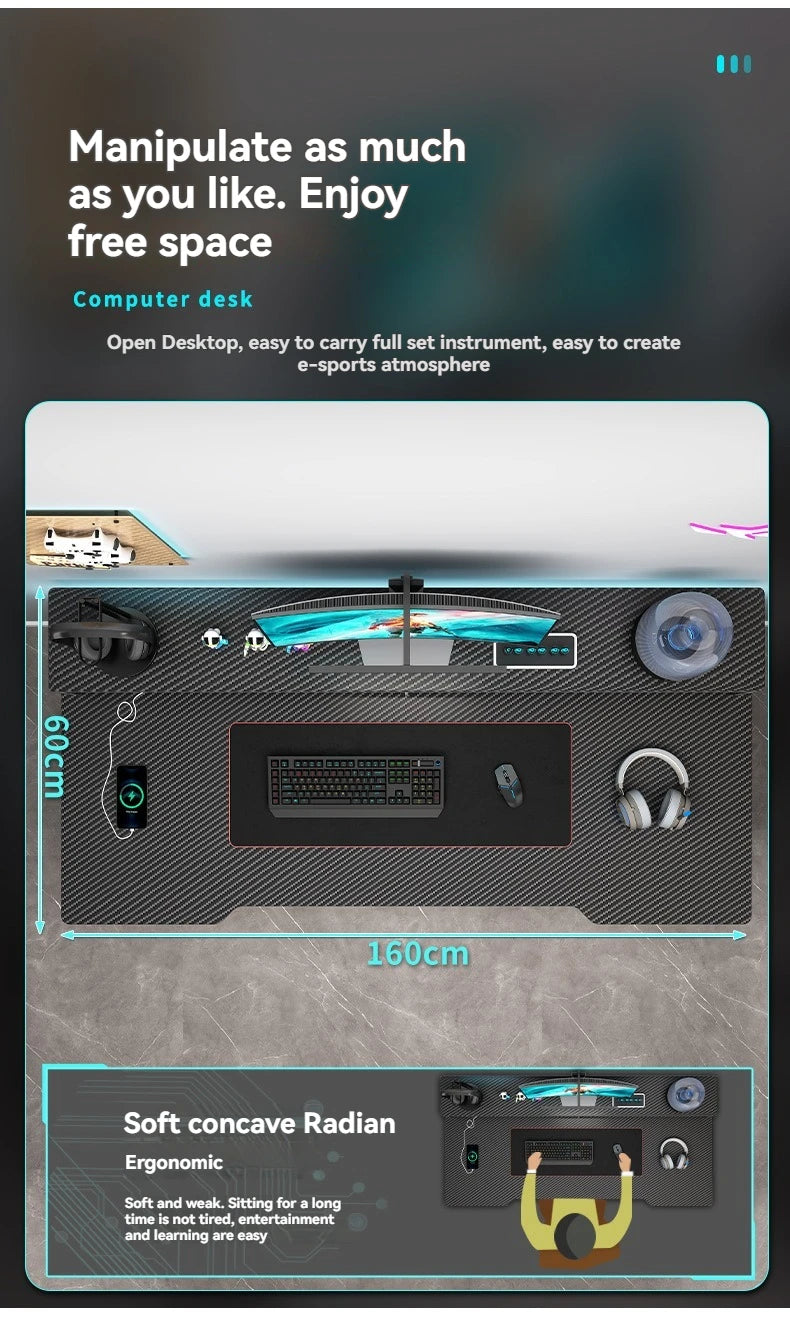 Computer desk, minimalist home gaming desk, small-sized carbon fiber patterned office desk, student study desk, bedroom desk