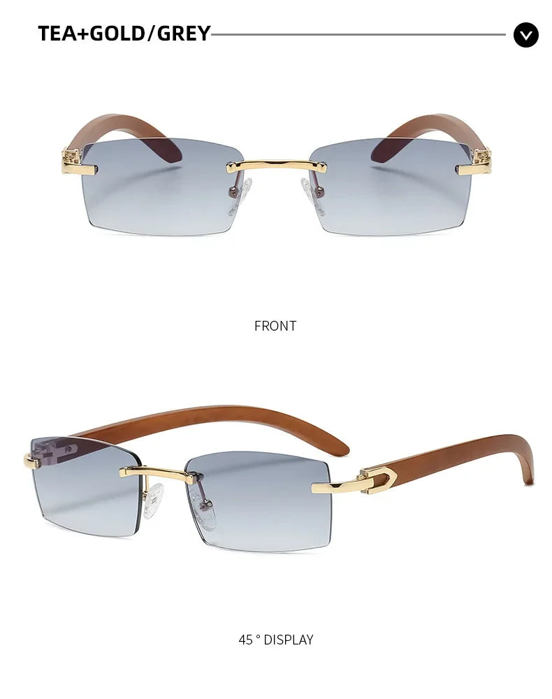 Sunglasses Men Women Sun Glasses Wood Frames Rimless Black Eyeglasses Fashion Eyewear Gafas De Sol