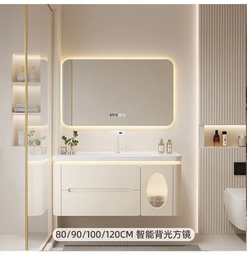 Mirror Floating Bathroom Cabinet Sink Drawer Shelves Vanity Bathroom Cabinet Modern Storage Armoire De Rangement Accessories