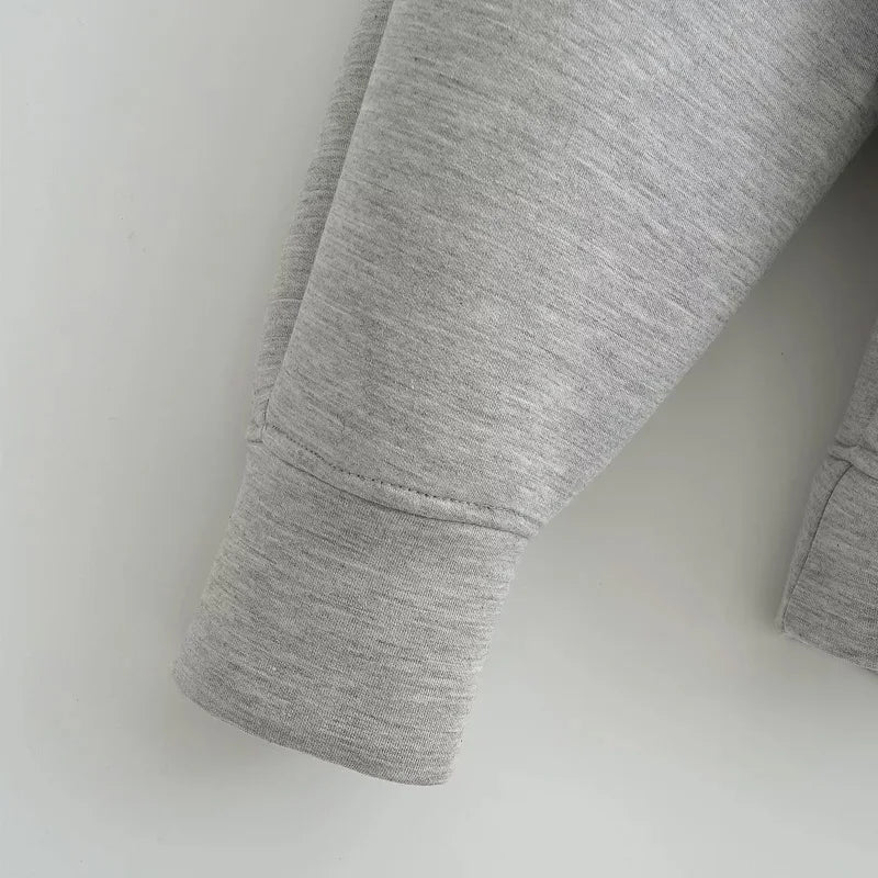 HXAO Hoodie Woman Outerwears Long Sleeve Demi-Season Women Jacket Coat Casual Sweatshirt With Zipper Grey Black Jacket Coats