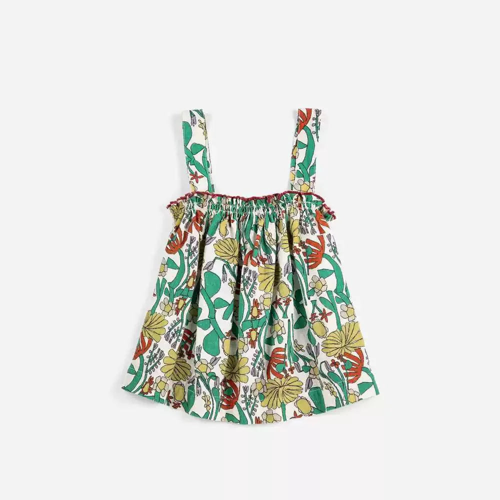 Fashion Girls Dress  Countryside Style Summer Flower Printed Fashion Dresses Baby Kids Skirts Series Outfit Clothing