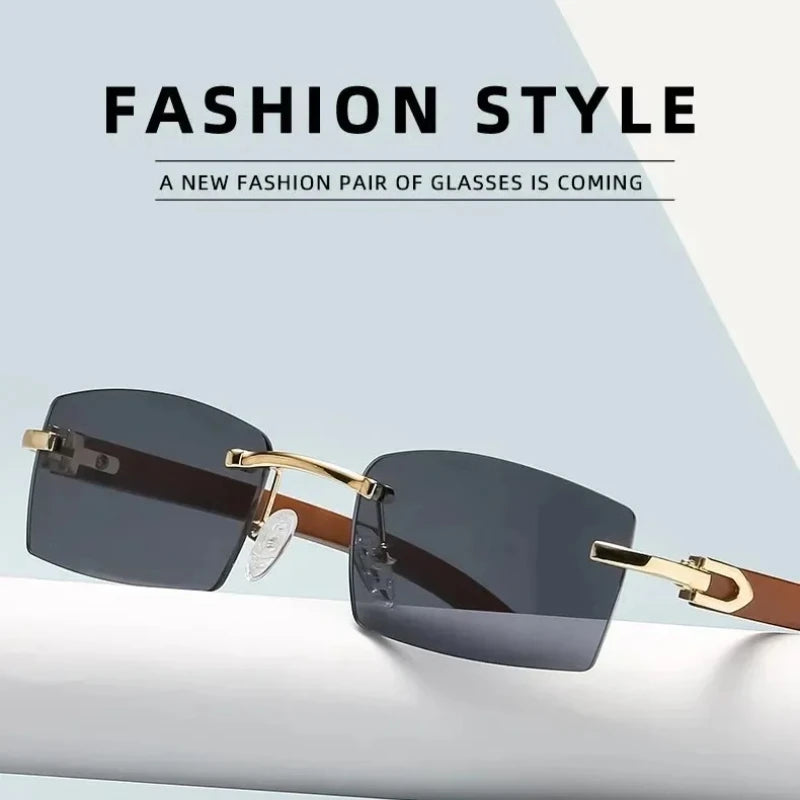 Sunglasses Men Women Sun Glasses Wood Frames Rimless Black Eyeglasses Fashion Eyewear Gafas De Sol