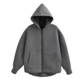 HXAO Hoodie Woman Outerwears Long Sleeve Demi-Season Women Jacket Coat Casual Sweatshirt With Zipper Grey Black Jacket Coats