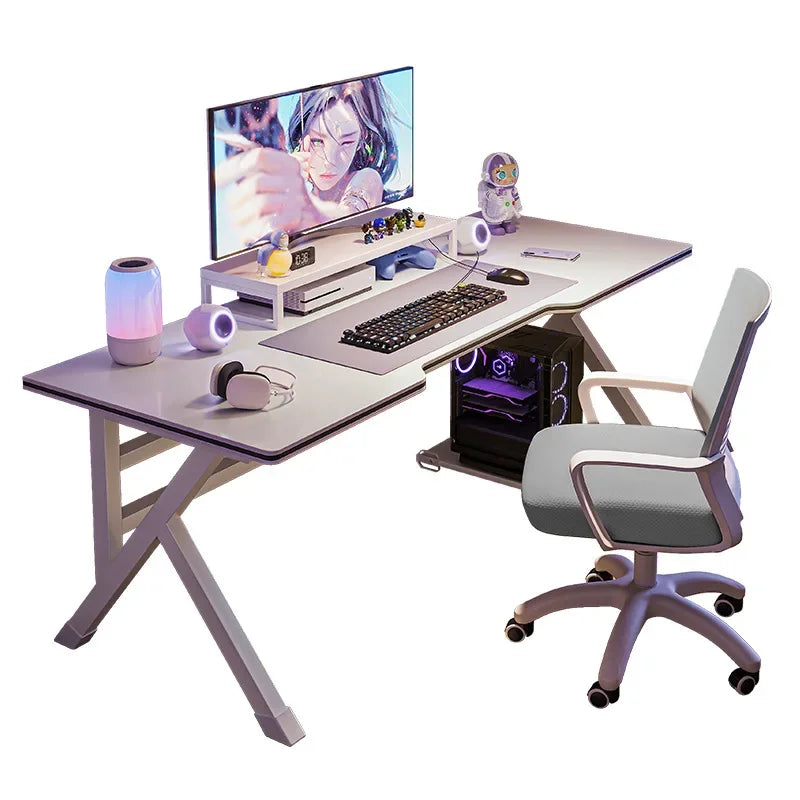 Ergonomic Large Gaming Desk, K-Shaped Gaming Table, PC Gaming Workstation Home Office Desks, Space-Saving, Easy to Assemble