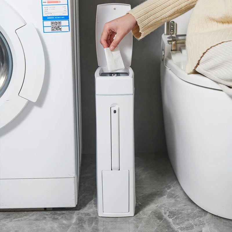 Batoom Toilet Bru Inteated Waste Bin Pr pe Covered Home Use Batoom Auatic Paaging Paper Barrel