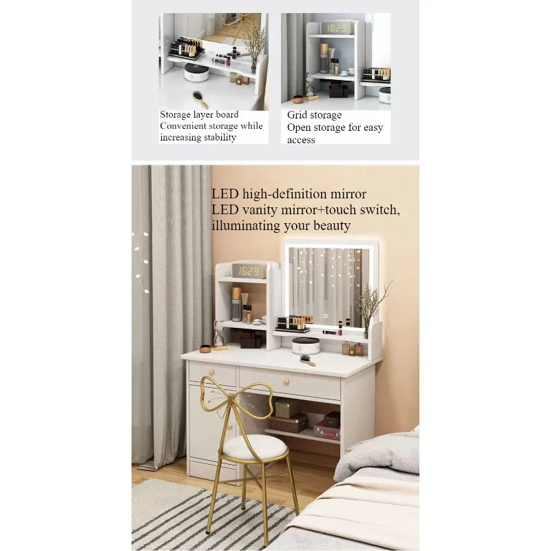 Makeup table bedroom with mirror storage integrated small apartment simple multi-functional e****mical Internet celebritydresser