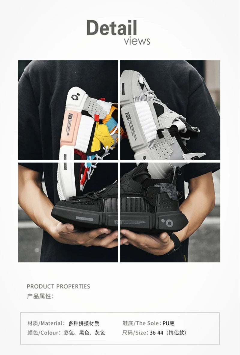 Men's Shoes For Enlightenment In Autumn New Breathable Super Hot Couple Shoes For Men's Korean Style Color-Blocking Personality