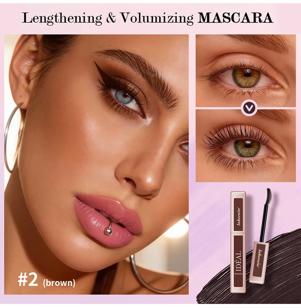 Lakerain Lengthening Volumizing Mascara Fan Shaped Makeup Effect Long Lasting  Clump-Free Lashes Suitable for All Skin Tones