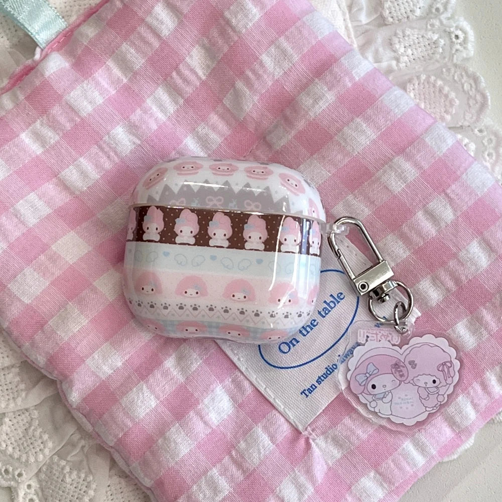 My Melody Earphone Case For Airpods 1 2 3 4 Pro2 Pro3 Cartoon TPU Bluetooth Headphone Protective Cover Accessories With Pendant