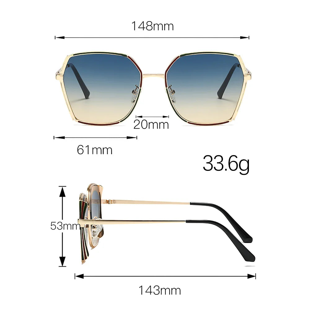 Sunglasses for Women Fashionable and Minimalist Frame with Gradient Lenses Sunglasses with Metal Eyeglass Legs Streamlined Frame
