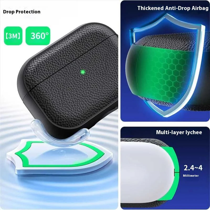 2025 Capa For AirPods Pro 3 Case Soft TPU Leather Design Protective Cover For AirPods 4 3 2 1 Pro 2 Pro2 Pro3 Cases With Lanyard