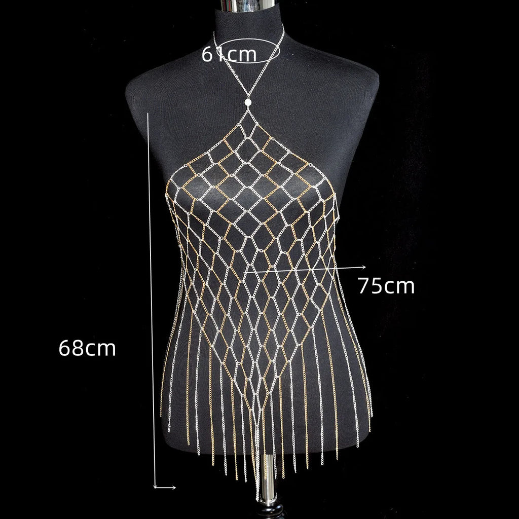 Fashion A Long, Fringed Dress Sexy Women's Body Jewelry Party Street Photo Punk Bras Dress Accessories Festival Birthday Gift