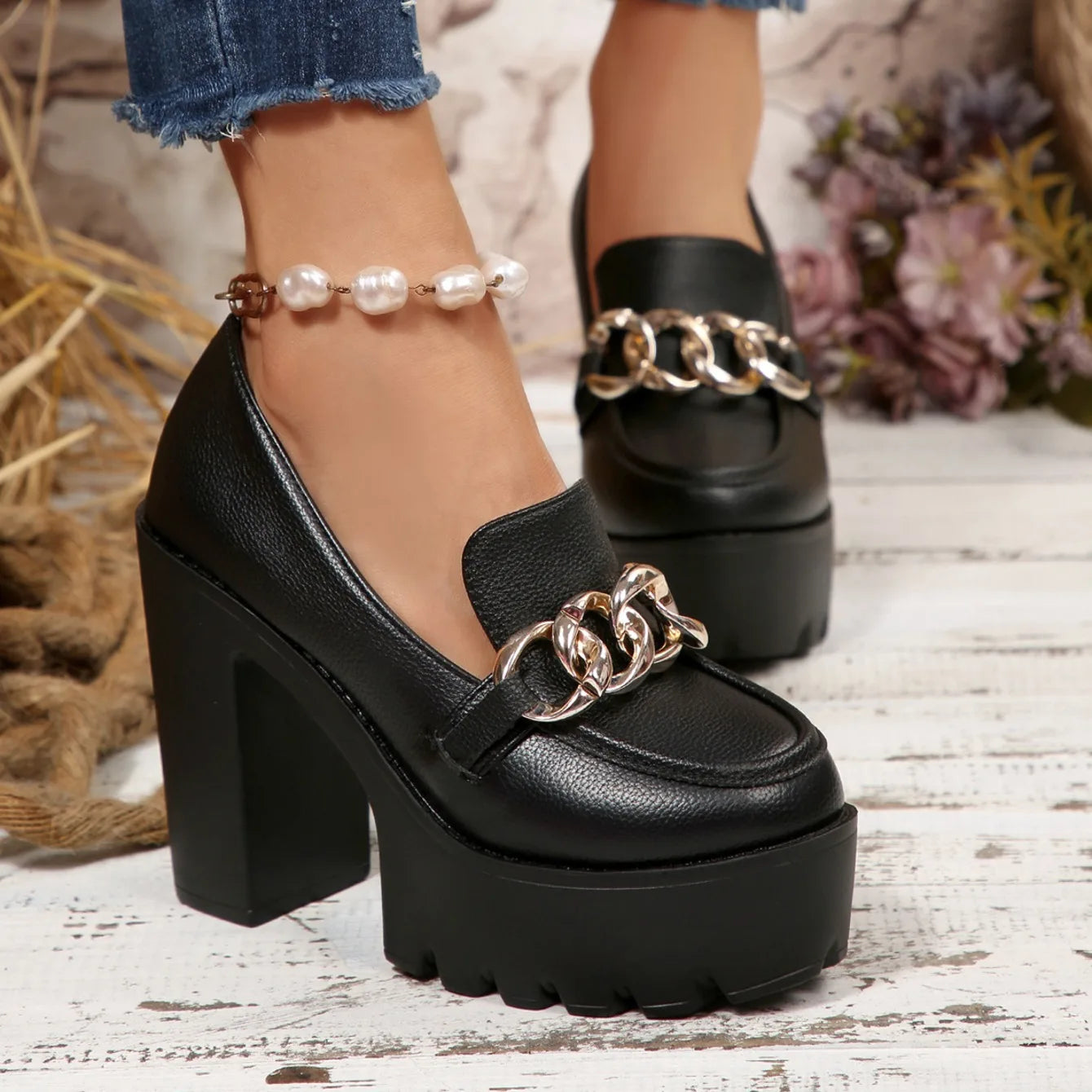 2025 Women Shoes Fashion Outdoor Thick Heeled Platform Shoes Woman Party New Chunky High Heel Pumps Women Zapatos De Mujer