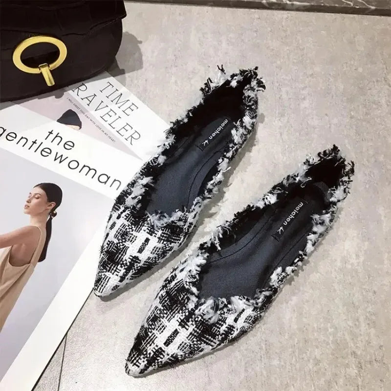2026 Women Shoe Exquisite Pointed Tip Casual Shoes for Woman Elegant French Style Flat Shoe Fashion Designer Shoes Zapatos Mujer