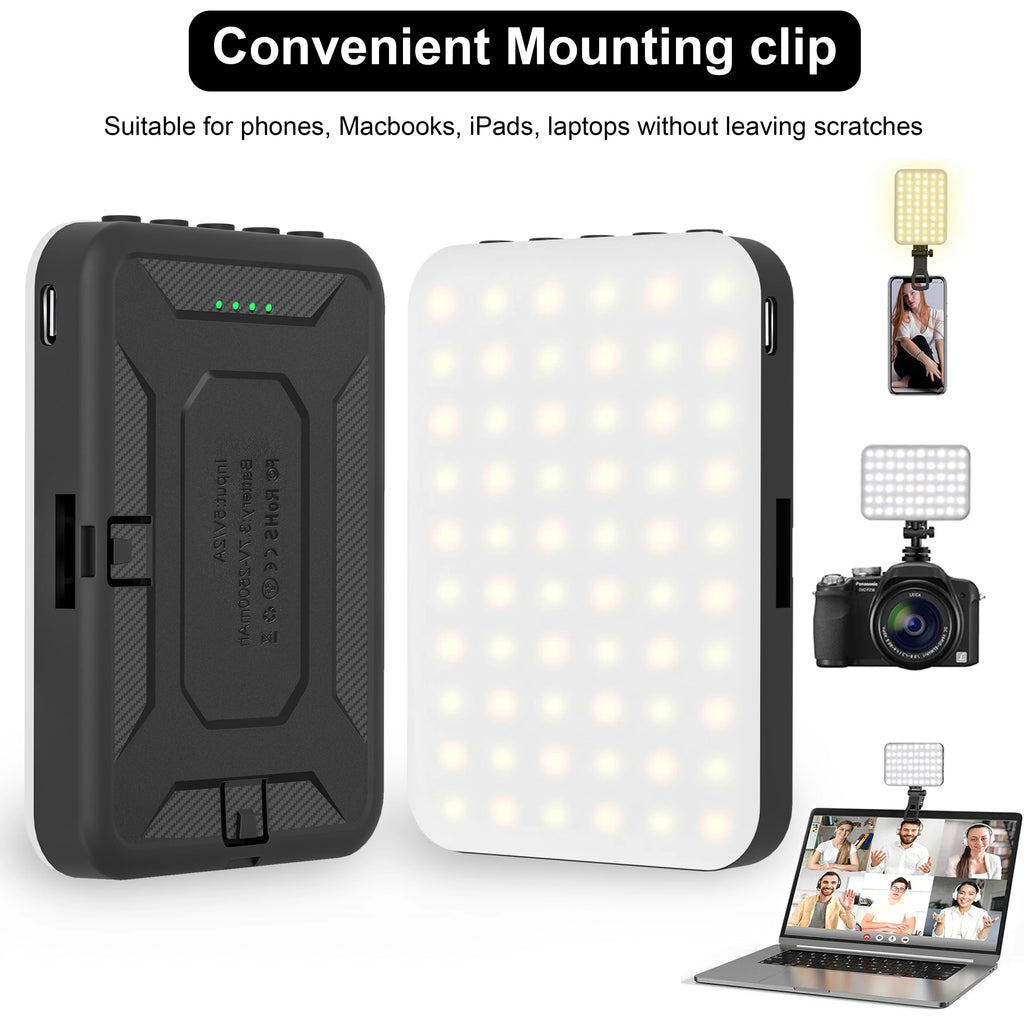 60 LED High Power Rechargeable Clip Fill Video Conference Light with for Iphone, Android, Ipad, Laptop, for Makeup Tiktok Selfie