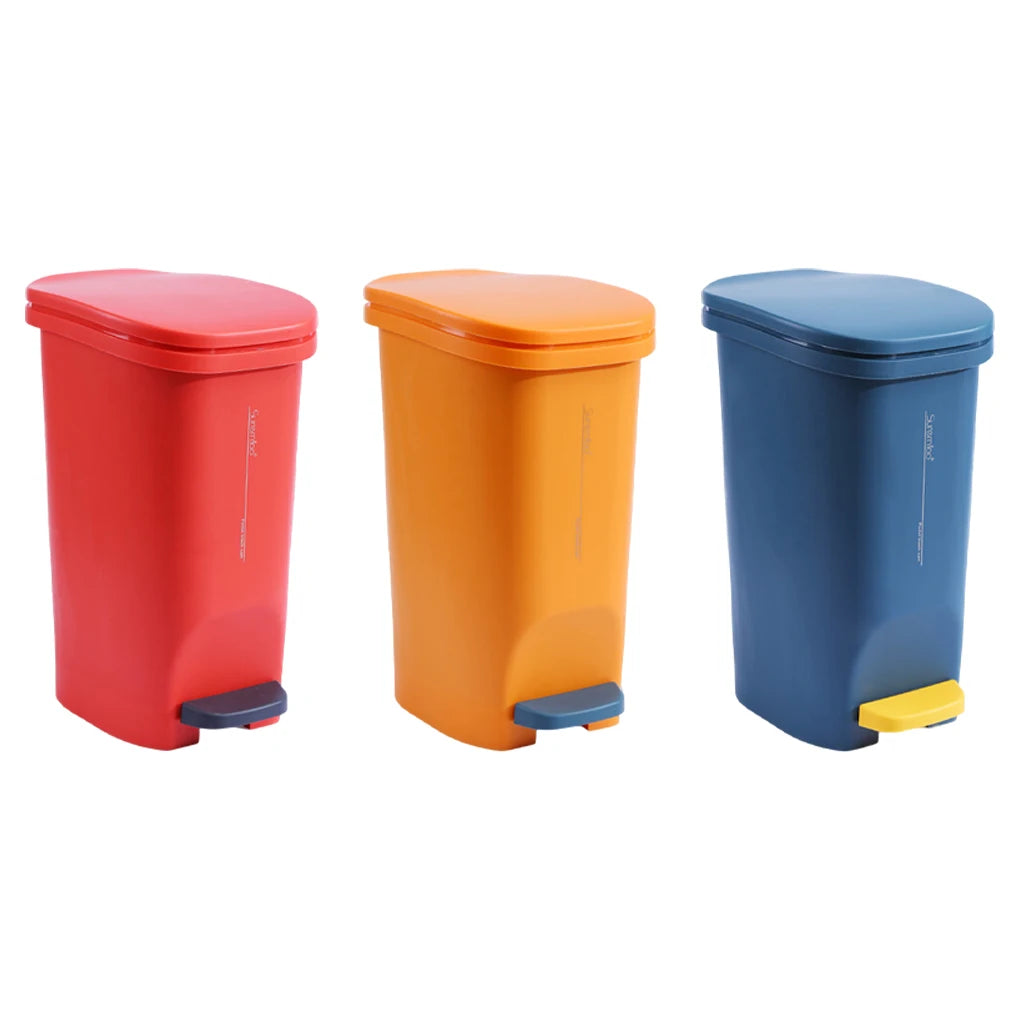 Trash Can Foot Pedal Garbage Cans Rubbish Bin Dustbin Buckets with Cover for Household Kitchen Bathroom Cleaning Red