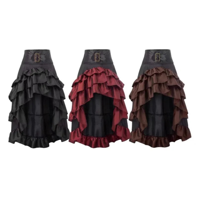 Pirate Skirt for Women Hot Selling Gothic Style Long Skirt Cross Border Supply Irregular Ruffle Hem Design