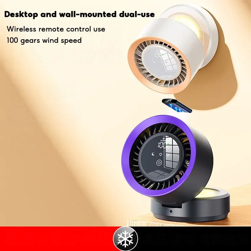 Eary Multifunctional Electric Fan Desktop Wall Mount Fan with Light LED Display Wireless Remote Control Home Air Circulation Fan