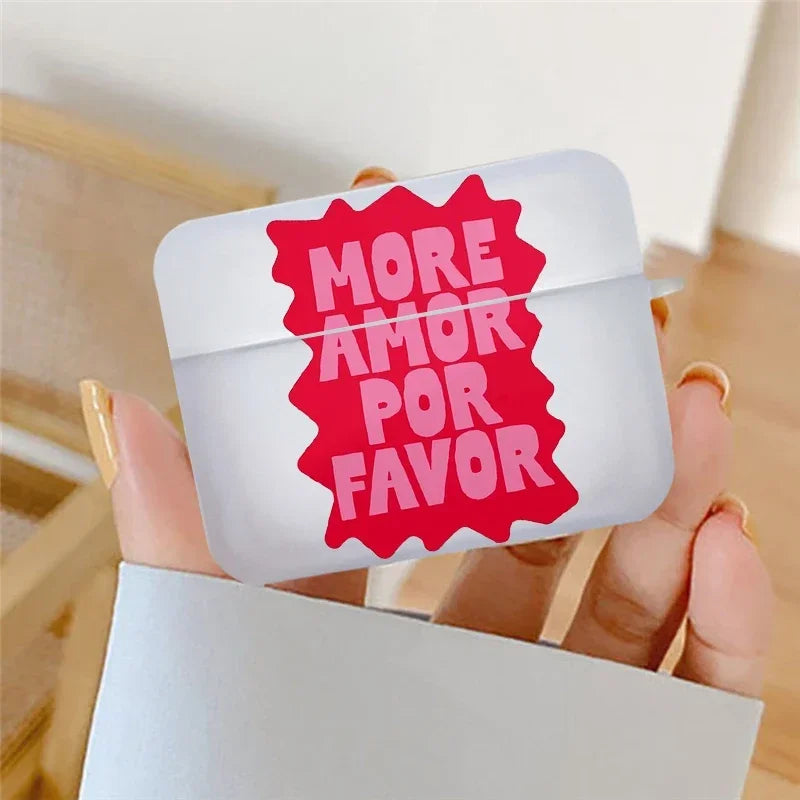 More Amor Por Favor Earphone Case for Airpods 4th 3rd 2 Pro Soft Transparent Cover for Airpod 2 3 1 Protective Accessorie Shell