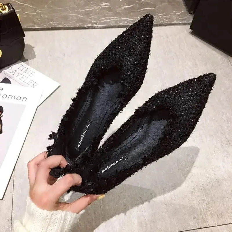 2026 Women Shoe Exquisite Pointed Tip Casual Shoes for Woman Elegant French Style Flat Shoe Fashion Designer Shoes Zapatos Mujer
