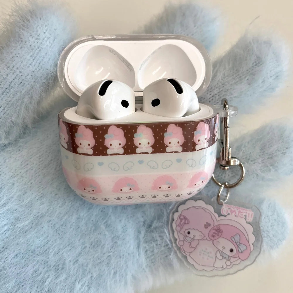 My Melody Earphone Case For Airpods 1 2 3 4 Pro2 Pro3 Cartoon TPU Bluetooth Headphone Protective Cover Accessories With Pendant