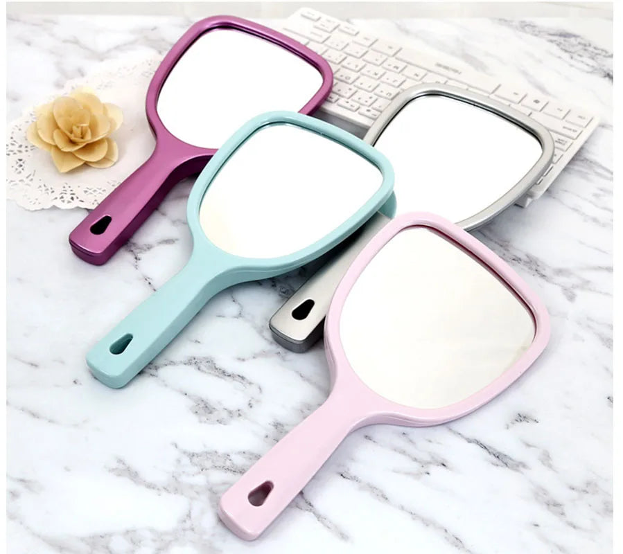 Dormitory Small Makeup Mirror Mini Portable Portable Mirror Small Handheld Handle Mirror Beauty Salon Makeup Mirror