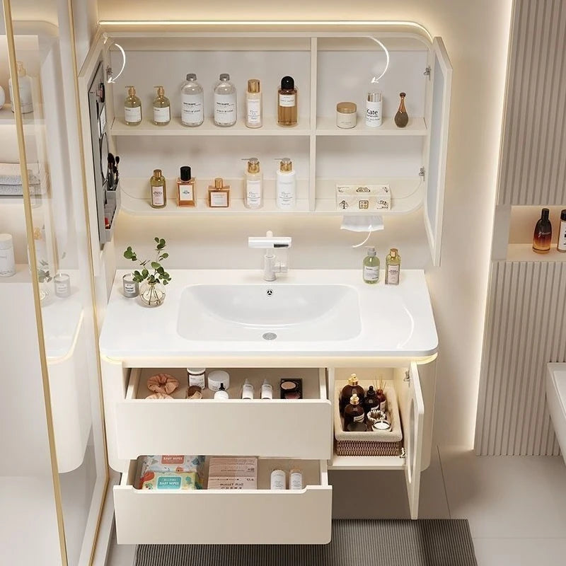 Mirror Floating Bathroom Cabinet Sink Drawer Shelves Vanity Bathroom Cabinet Modern Storage Armoire De Rangement Accessories