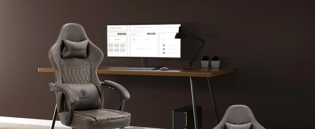 Dowinx Gaming Chair Breathable PU Leather Gamer Chair with Pocket Spring Cushion, Ergonomic Computer Chair with Lumbar Support