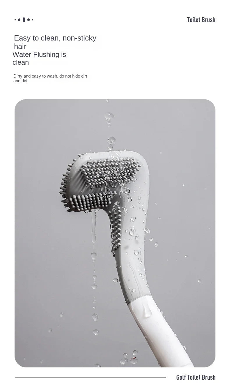 Toilet Brush with Base, Wall-Mounted Bathroom Cleaning Tool with Quick Drainage, All-Round Cleaning Brush, Soft Rubber Brush Head, Does Not Damage the Glaze, Toilet Cleaning Brush Bathroom Accessory Set