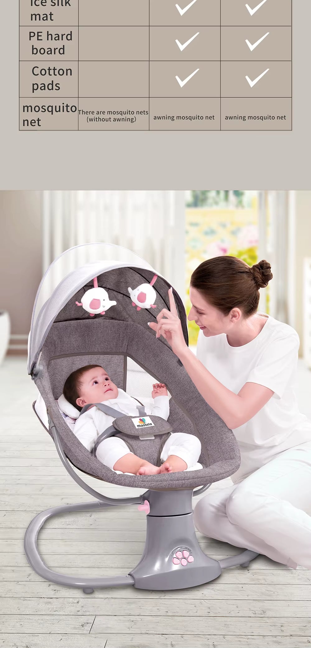 Baby Bed Baby Cradles Infant Crib Baby Seats Baby Swing Electric Baby Bed Baby Accessories Baby Swing Electric Electric Baby Rocking Chair Moises for Babies Cribs Baby Swing Electric Portable Crib Multifunctional Baby Crib