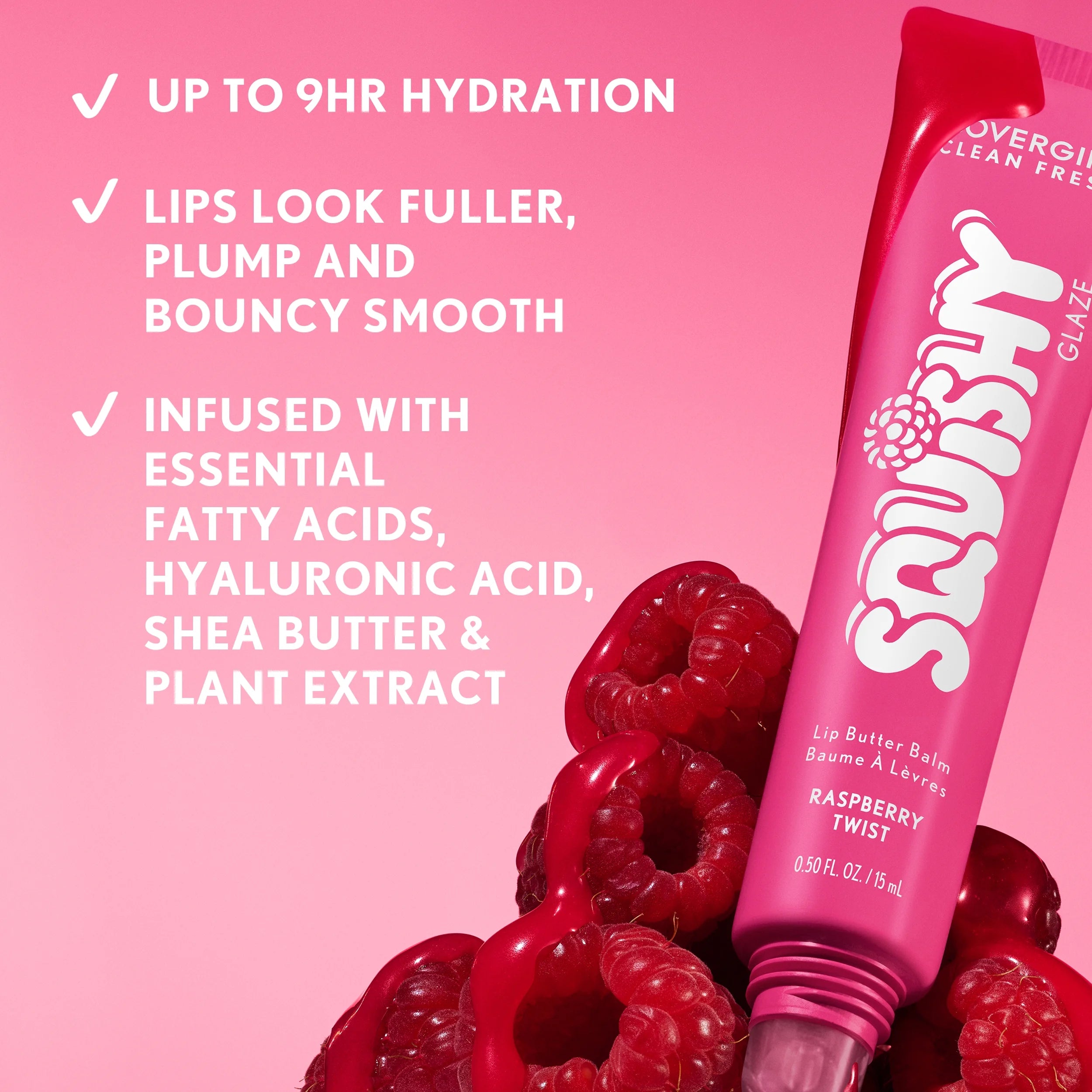Clean Fresh Squishy Glaze™ Lip Butter Balm - Raspberry Twist, 0.50 Fl Oz