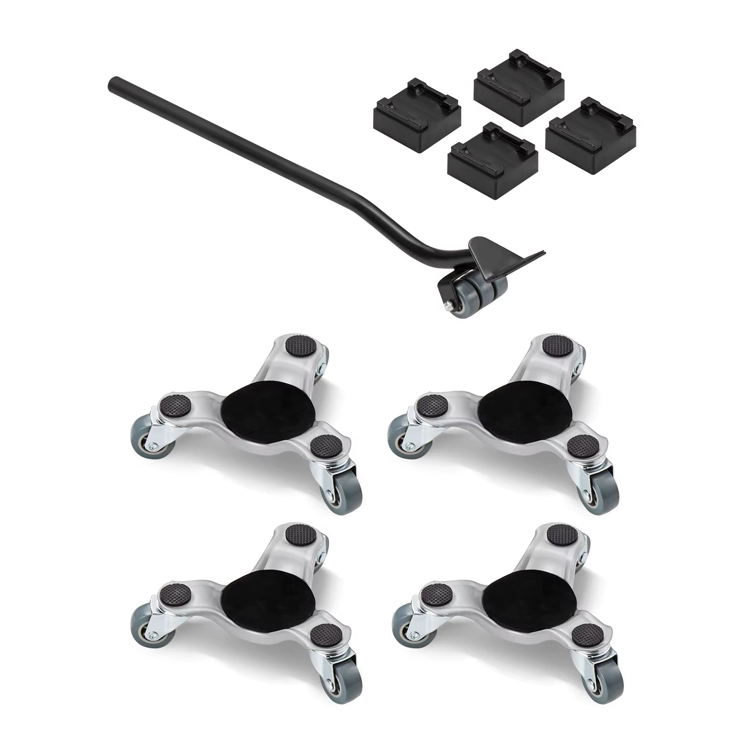 4Pcs Furniture Dolly Movers with Triangle Swivel Caster & 3 Wheels Fridge Lift Mover Tool Set for Home Appliances Sofa