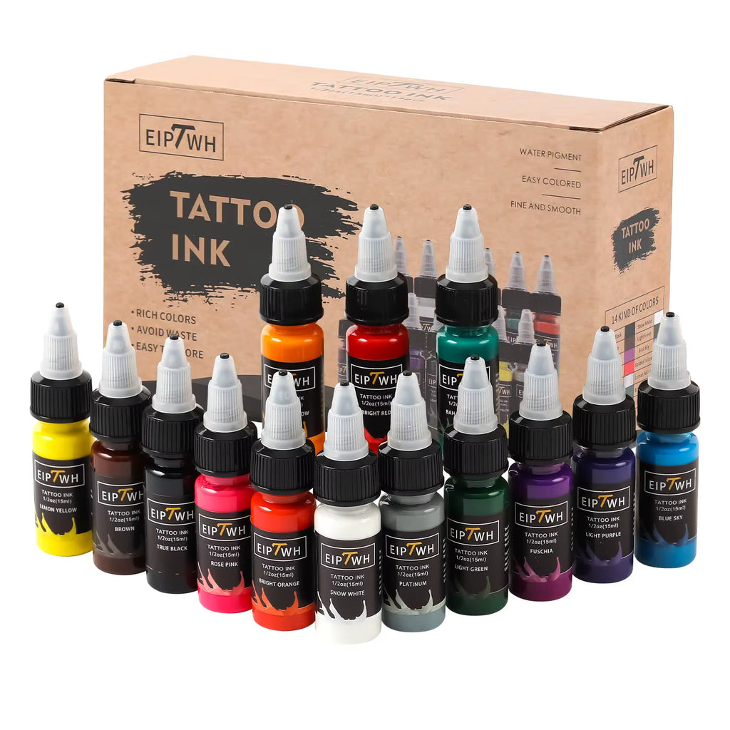 14-Color Tattoo Ink Set, Tattoo Pigment Set, Tattoo Supplies Professional Supply for Body Art Long Lastingts