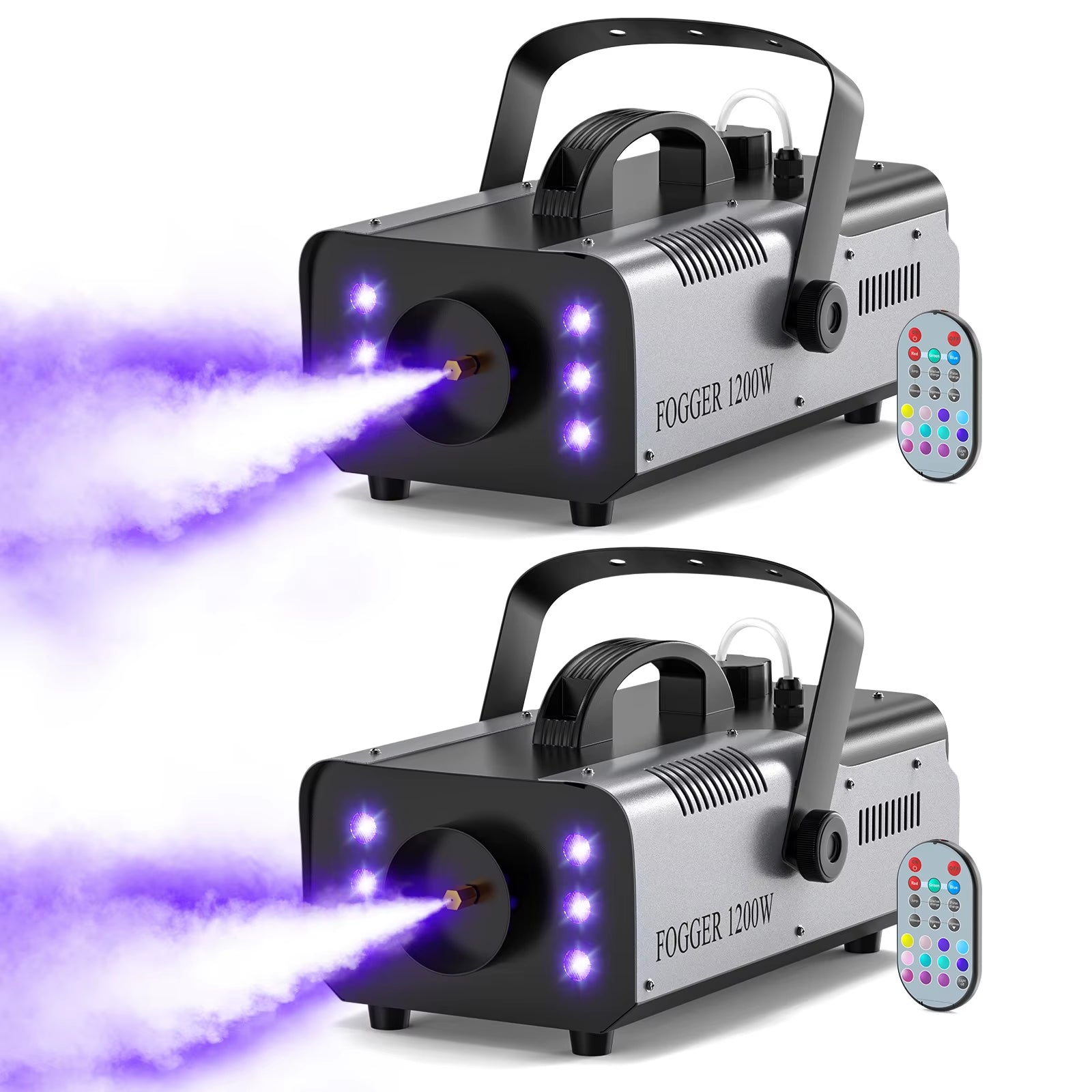 2Pcs 1200W Fog Machine with RGB 6Leds Lighting for Play Theater Professional Stage Home Entertainment Halloween Party