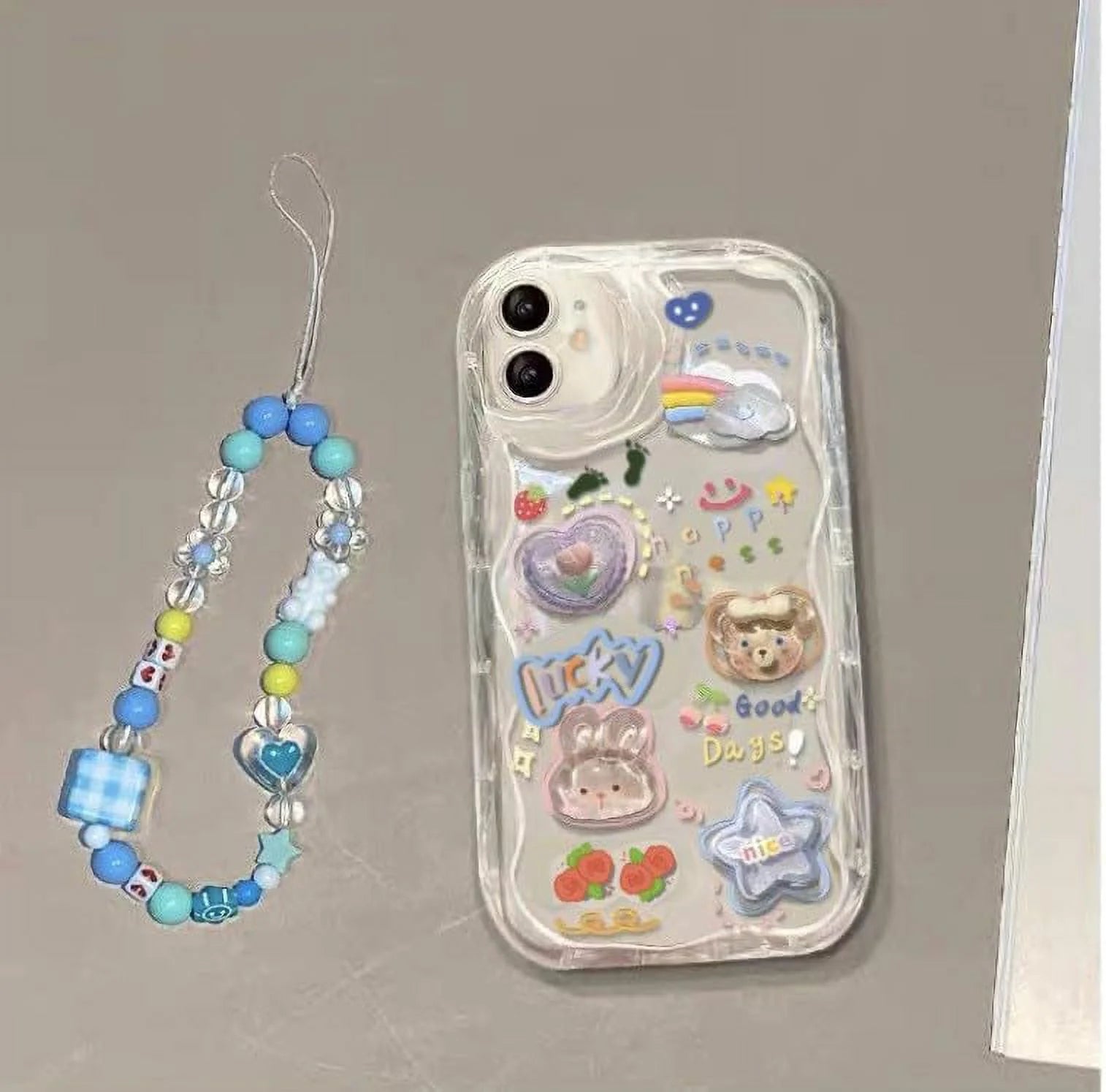 Cute Phone Case for Iphone 11 Teens Case with Cute Clear 3D Bear Floral Aesthetic Phone Case with Lovely Bear Heart Charm Phone Case Girly Woman